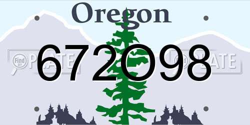 672O98 Oregon License Plate