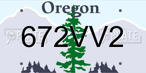 672VV2 Oregon License Plate
