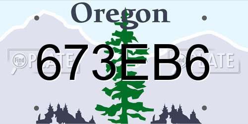 673EB6 Oregon License Plate