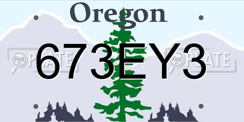 673EY3 Oregon License Plate