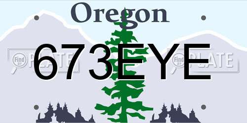673EYE Oregon License Plate
