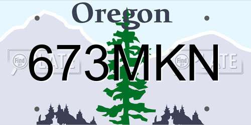 673MKN Oregon License Plate