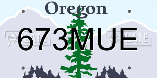 673MUE Oregon License Plate