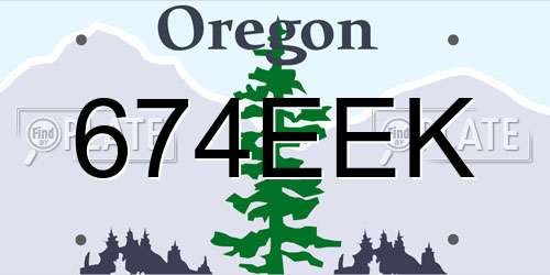 674EEK Oregon License Plate