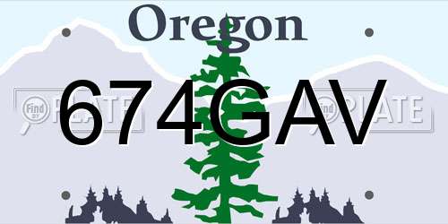 674GAV Oregon License Plate