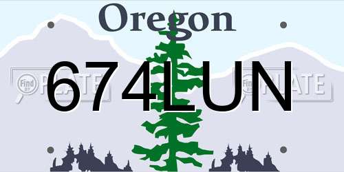 674LUN Oregon License Plate
