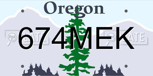 674MEK Oregon License Plate