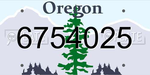 6754025 Oregon License Plate