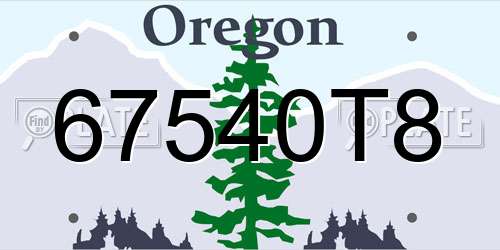 67540T8 Oregon License Plate