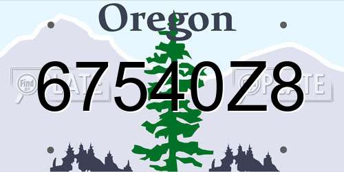 67540Z8 Oregon License Plate