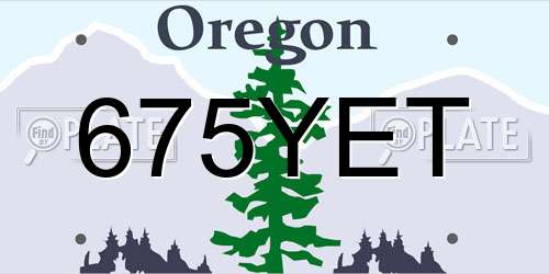 675YET Oregon License Plate