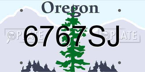 6767SJ Oregon License Plate