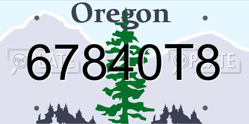 67840T8 Oregon License Plate