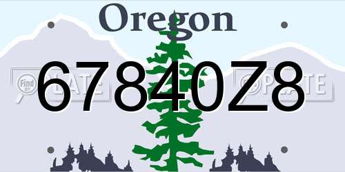 67840Z8 Oregon License Plate