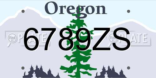 6789ZS Oregon License Plate
