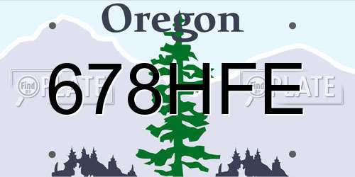 678HFE Oregon License Plate
