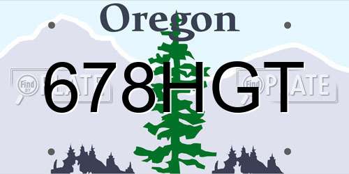 678HGT Oregon License Plate