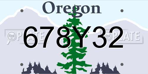 678Y32 Oregon License Plate
