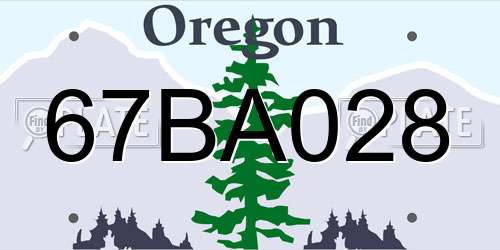 67BA028 Oregon License Plate