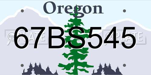 67BS545 Oregon License Plate