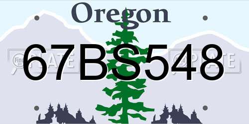 67BS548 Oregon License Plate