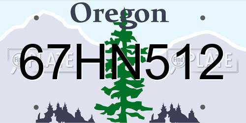 67HN512 Oregon License Plate