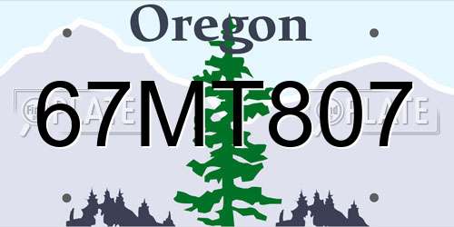 67MT807 Oregon License Plate