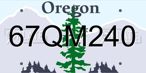 67QM240 Oregon License Plate