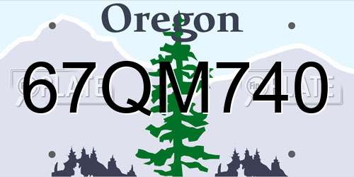 67QM740 Oregon License Plate