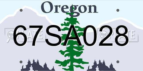 67SA028 Oregon License Plate