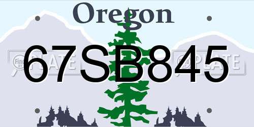 67SB845 Oregon License Plate