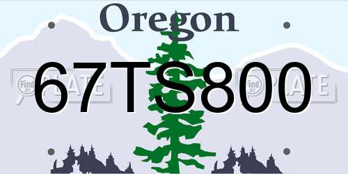 67TS800 Oregon License Plate