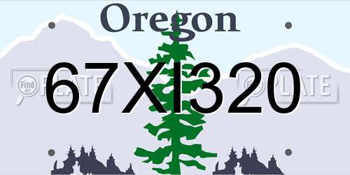 67XI320 Oregon License Plate