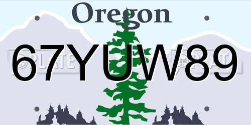 67YUW89 Oregon License Plate
