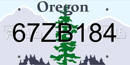 67ZB184 Oregon License Plate