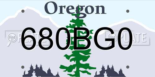 680BG0 Oregon License Plate