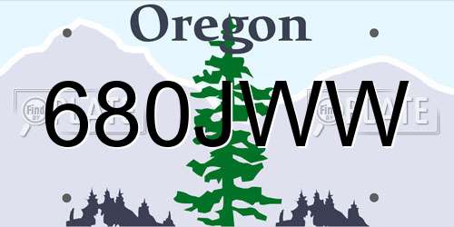 680JWW Oregon License Plate