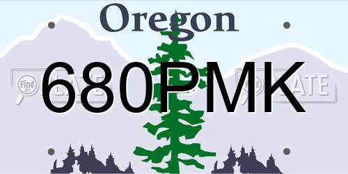 680PMK Oregon License Plate