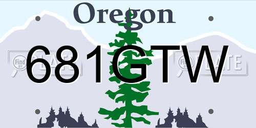 681GTW Oregon License Plate