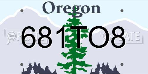 681TO8 Oregon License Plate