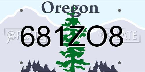 681ZO8 Oregon License Plate
