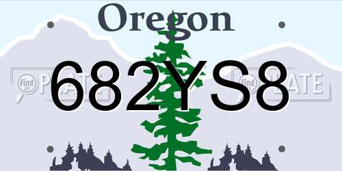 682YS8 Oregon License Plate