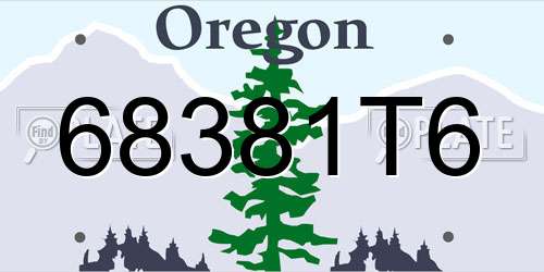 68381T6 Oregon License Plate