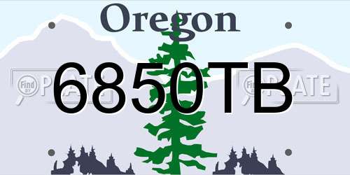 6850TB Oregon License Plate