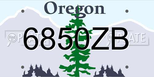 6850ZB Oregon License Plate