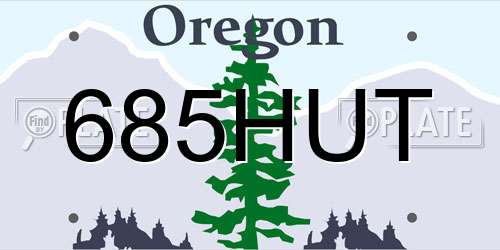 685HUT Oregon License Plate