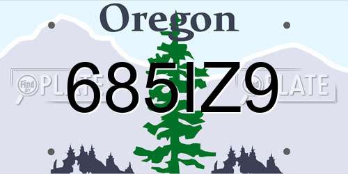 685IZ9 Oregon License Plate