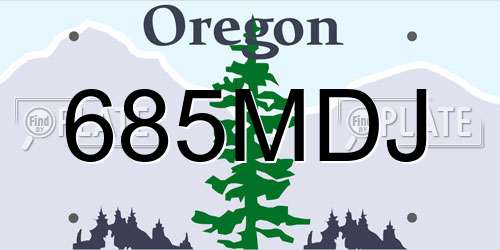 685MDJ Oregon License Plate