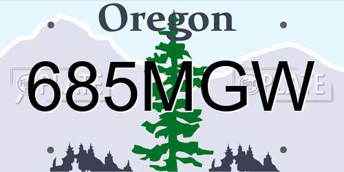 685MGW Oregon License Plate