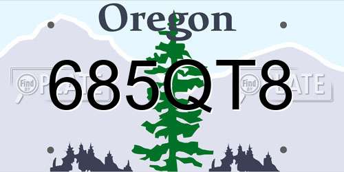 685QT8 Oregon License Plate